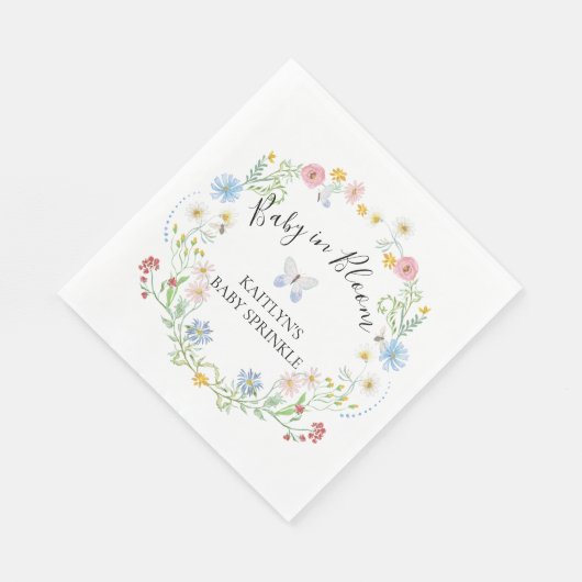 Wildblume Baby Bloom Floral Wasserfarbe Sprinkle Serviette (Ecke)