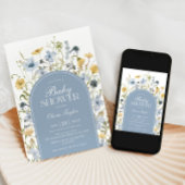 Wildblume Baby Boy Dusche Blue Einladung