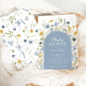 Wildblume Baby Boy Dusche Blue Einladung