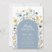 Wildblume Baby Boy Dusche Blue Einladung (Vorderseite)