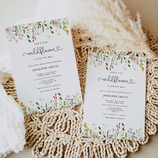 Wildblume Baby Dusche Einladung