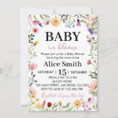 Wildblume Baby Dusche Einladung Baby in Blühen (Vorderseite)