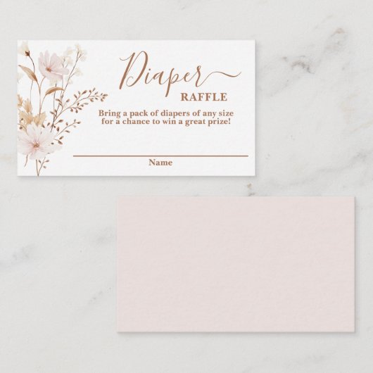 Wildblume Baby Dusche Mädchen Diaper Raffekarte Begleitkarte (Vorne/Hinten)