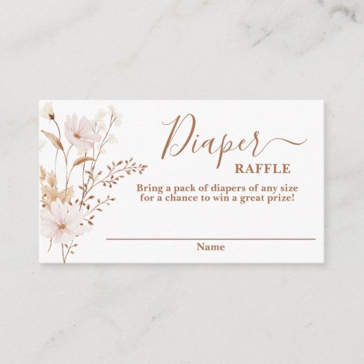 Wildblume Baby Dusche Mädchen Diaper Raffekarte Begleitkarte (Vorderseite)