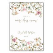 Wildblume Baby Dusche Platzkarte Tischnummer (Vorderseite)