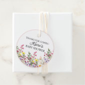 Wildblume Baby Dusche Round-Gastgeschenk-Tag Geschenkanhänger (Beispiel)