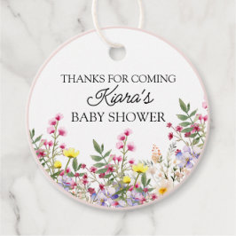 Wildblume Baby Dusche Round-Gastgeschenk-Tag Geschenkanhänger