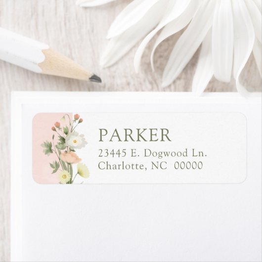 Wildblume Baby Dusche Rücksendeadresse (Insitu)