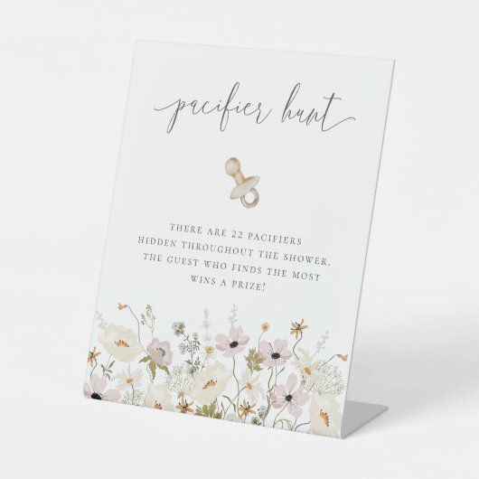 Wildblume Baby Dusche Schnuller Jagd Sockelschild (Vorderseite)