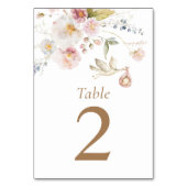 Wildblume Baby Dusche Tischnummer Card (Vorderseite)