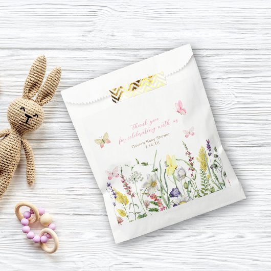 Wildblume Baby Dusche Vielen Dank für die Taschen Geschenktütchen