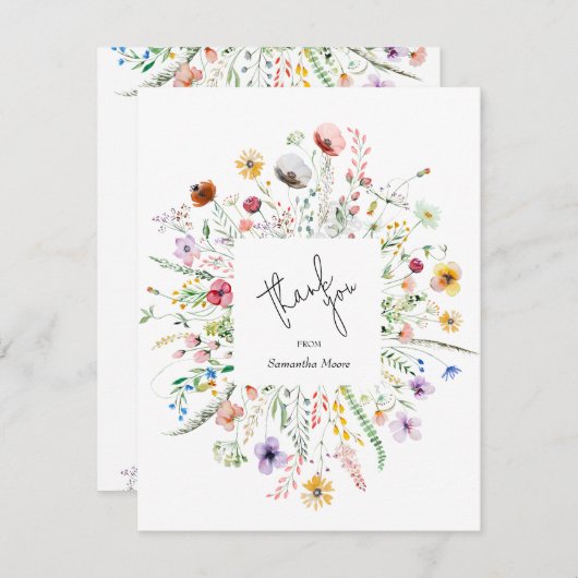 Wildblume Baby Dusche Vielen Dank Mitteilungskarte (Vorne/Hinten)