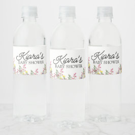 Wildblume Baby Dusche Wasser Flasche Etikett