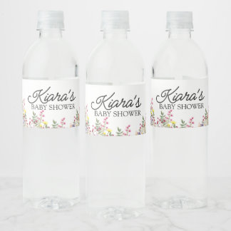 Wildblume Baby Dusche Wasser Flasche Etikett