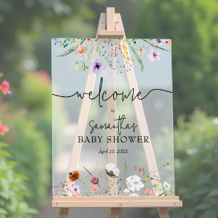 Wildblume Baby Dusche Willkommen Acrylschild