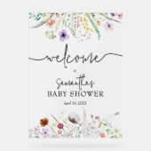 Wildblume Baby Dusche Willkommen Acrylschild (Vorderseite)