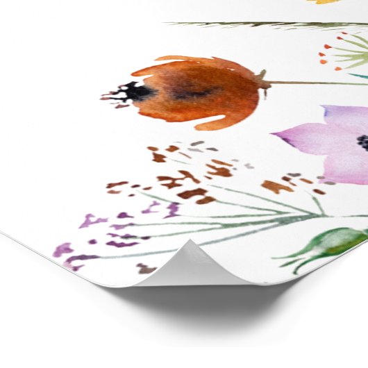 Wildblume Baby Dusche Willkommen Poster (Ecke)