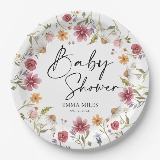 Wildblume Baby Duschpapier Teller (Vorderseite)