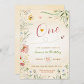 Wildblume Baby Girl 1. Einladung (Vorne/Hinten)