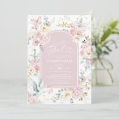 Wildblume Baby Girl Dusche Einladung (Stehend Vorderseite)