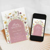 Wildblume Baby Girl Dusche Rosa Einladung