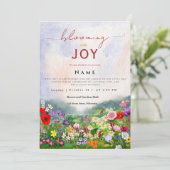 Wildblume Baby im Blut Geschlecht neutral Einladung (Stehend Vorderseite)