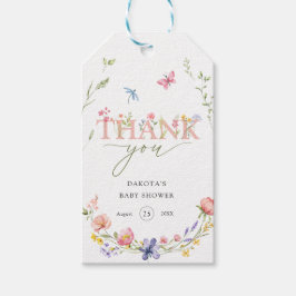 Wildblume Baby in Aquarell Willkommen Geschenkanhänger