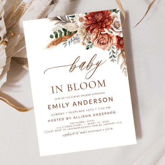 Wildblume Baby in Bloom Autumn Babydusche Einladung