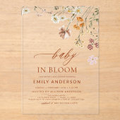 Wildblume Baby in Bloom Baby Dusche Acryleinladungen (Vorderseite)