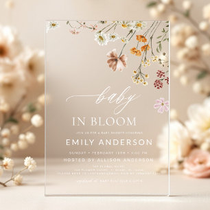 Wildblume Baby in Bloom Baby Dusche Acryleinladungen