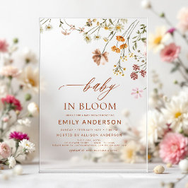 Wildblume Baby in Bloom Baby Dusche Acryleinladungen