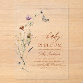 Wildblume Baby in Bloom Baby Dusche Acryleinladungen (Vorderseite)