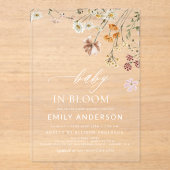 Wildblume Baby in Bloom Baby Dusche Acryleinladungen (Vorderseite)