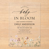 Wildblume Baby in Bloom Baby Dusche Acryleinladungen (Vorderseite)