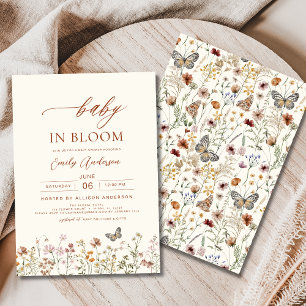Wildblume Baby in Bloom Baby Dusche Beige Einladung