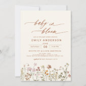 Wildblume Baby in Bloom Baby Dusche Beige Einladung (Vorderseite)