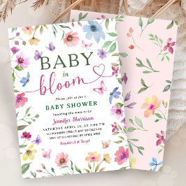 Wildblume Baby in Bloom Baby Dusche Boho Girl Einladung