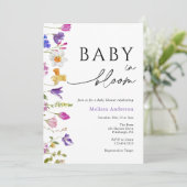 Wildblume Baby in Bloom Baby Dusche Einladung (Stehend Vorderseite)