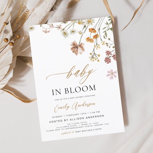 Wildblume Baby in Bloom Baby Dusche Einladung