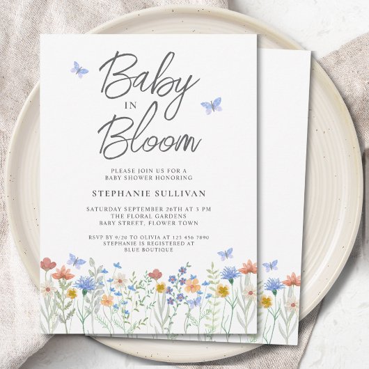 Wildblume Baby in Bloom Baby Dusche Einladung