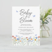 Wildblume Baby in Bloom Baby Dusche Einladung (Stehend Vorderseite)