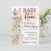 Wildblume Baby in Bloom Baby Dusche Einladung (Stehend Vorderseite)