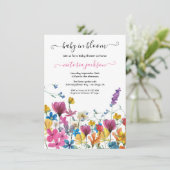 Wildblume Baby in Bloom Baby Dusche Einladung (Stehend Vorderseite)
