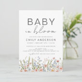 Wildblume Baby in Bloom Baby Dusche farbenfroh Einladung (Stehend Vorderseite)