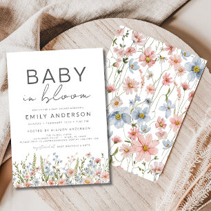Wildblume Baby in Bloom Baby Dusche farbenfroh Einladung