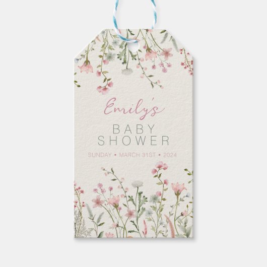 Wildblume Baby in Bloom Baby Dusche Geschenkanhänger (Vorderseite)