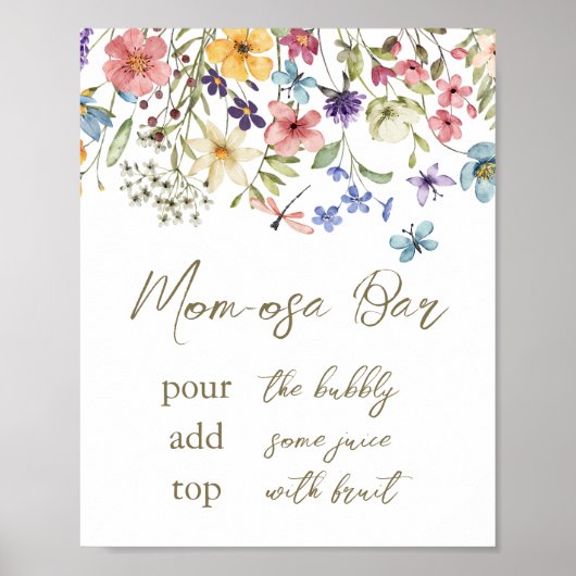 Wildblume Baby in Bloom Baby Dusche Momosa Zeichen Poster (Vorne)