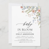 Wildblume Baby in Bloom Baby Dusche Rosa Blau Einladung (Vorderseite)