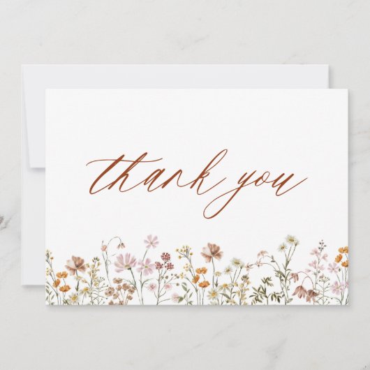 Wildblume Baby in Bloom Baby Dusche Terracotta Dankeskarte (Vorderseite)