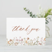 Wildblume Baby in Bloom Baby Dusche Terracotta Dankeskarte (Stehend Vorderseite)